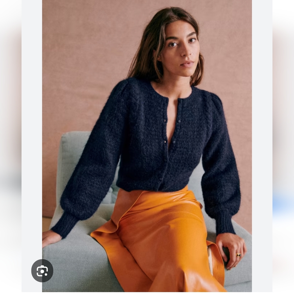 NWT! Sezane Sweater Cardigan Navy Blue Size XXS